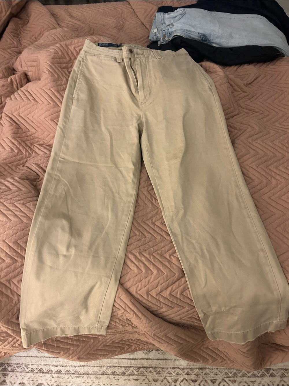 Men's Wide-Leg Polo by Ralph Lauren Khaki Pants - Classic Cotton Chinos